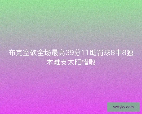 布克空砍全场最高39分11助罚球8中8独木难支太阳惜败