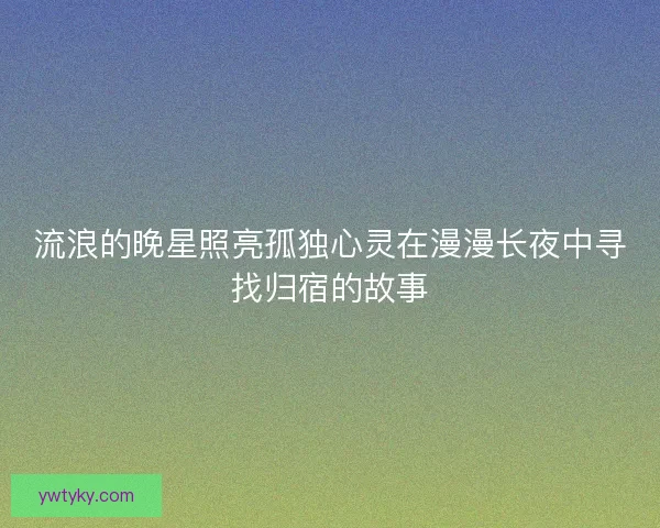 流浪的晚星照亮孤独心灵在漫漫长夜中寻找归宿的故事