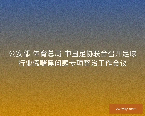 公安部 体育总局 中国足协联合召开足球行业假赌黑问题专项整治工作会议 公安部 体育总局 中国足协联合召开足球行业假赌黑问题专项整治工作会议