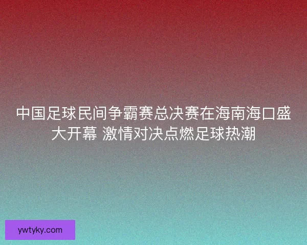 中国足球民间争霸赛总决赛在海南海口盛大开幕 激情对决点燃足球热潮 中国足球民间争霸赛总决赛在海南海口盛大开幕 激情对决点燃足球热潮